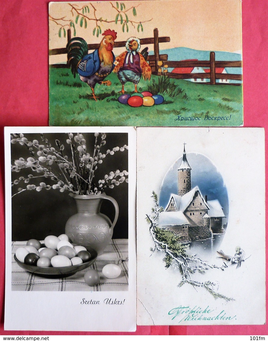 LOT OF 6 DIFFERENT OLD CHRISTMAS AND EASTER  POSTCARDS - 5 - 99 Karten