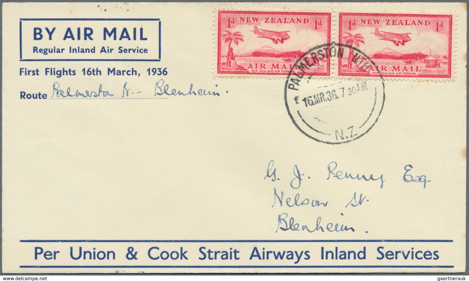 Neuseeland: 1934-37: Five Airmail Covers, With 1934 Cover To India And P/s Envelope 1d. On 2d. Used - Covers & Documents