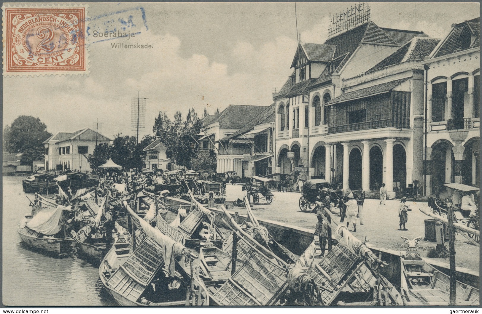 Niederländisch-Indien: 1910 (ca.) 2c brown, on the picture side of 14 different picture postcards, t