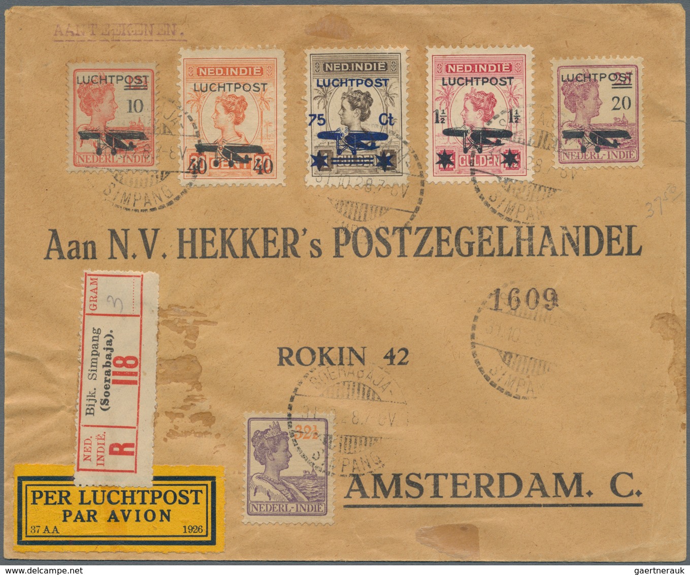 Niederländisch-Indien: 1928/1946, Lot Of Three Airmail Covers With Attractive Frankings To Amsterdam - Niederländisch-Indien