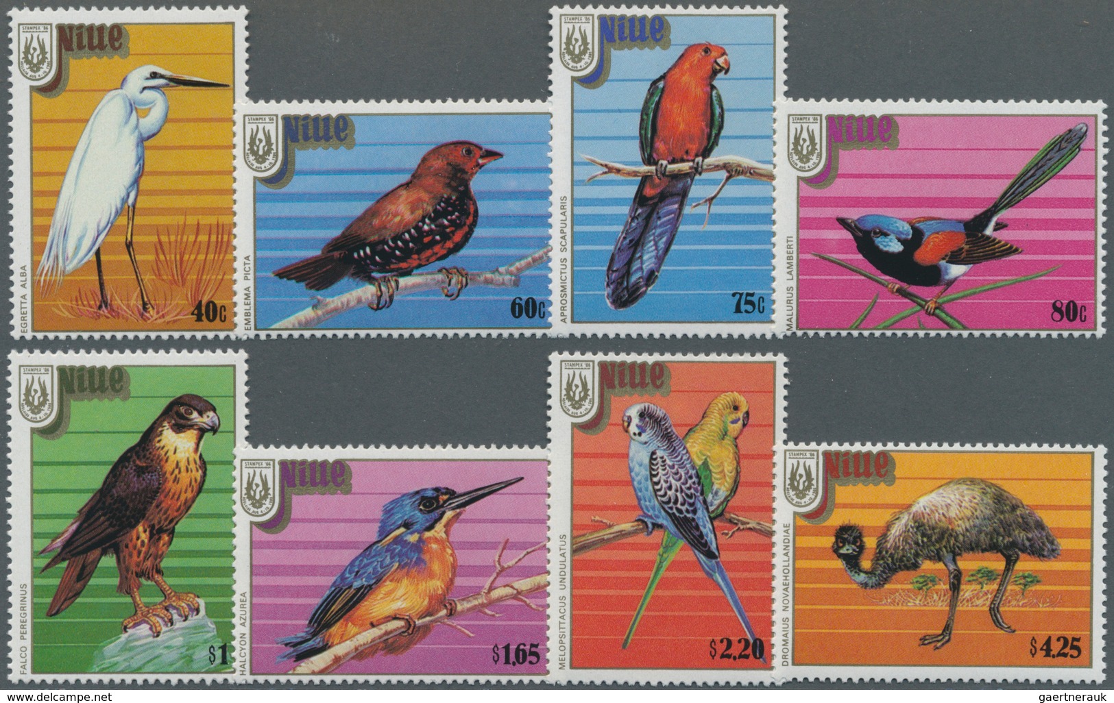 Niue: 1986, Stampex ‘86 Adelaide Complete Set Of Eight Showing Different Birds In A Lot With About 2 - Niue