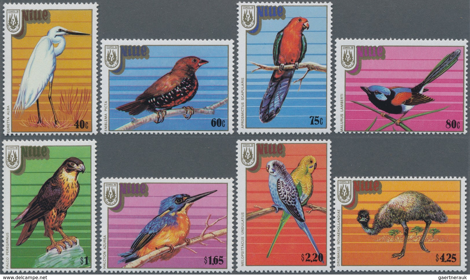 Niue: 1986, Stampex ‘86 Adelaide Complete Set Of Eight Showing Different Birds In A Lot With About 2 - Niue