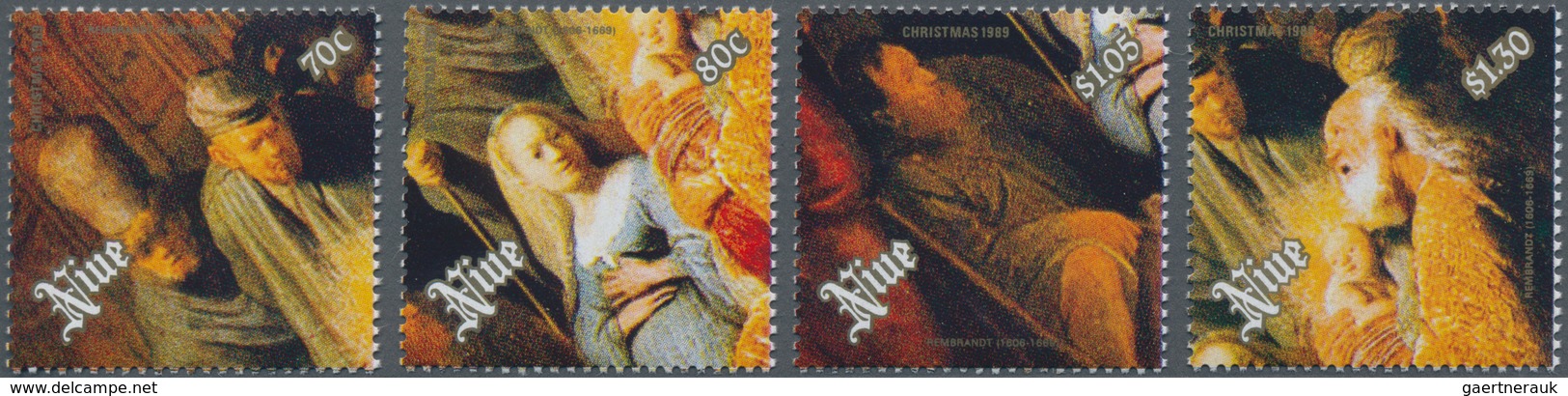 Niue: 1989, Christmas Complete Set Of Four With Different Rembrandt Paintings In A Lot With 1.600 Se - Niue