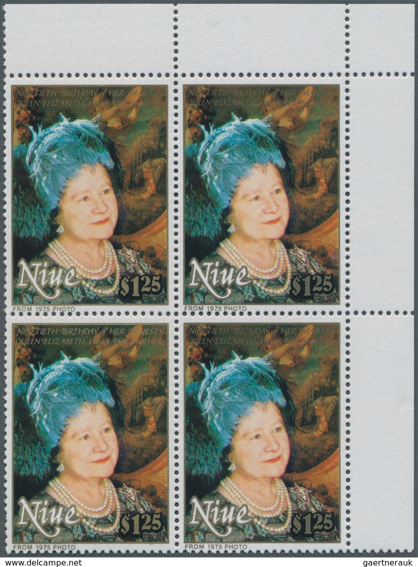 Niue: 1990, 90th Birthday Of Queen Mum $1.25 In A Lot With Approx. 3.000 (!) Stamps Mostly In Comple - Niue