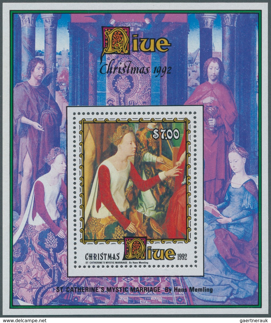 Niue: 1992, Christmas Miniature Sheet With Painting ‚St. Catherines Mystic Marriage ‘ (Memling) In A - Niue