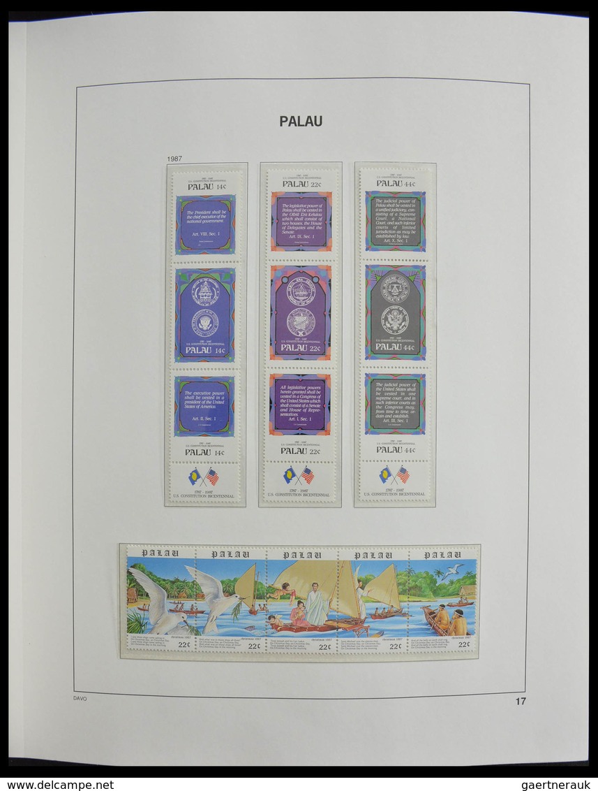 Palau: 1983-1999: MNH, apparently complete collection Palau 1983-1999 in Davo luxe album and stockbo