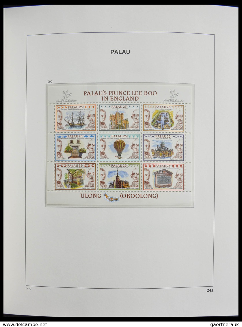 Palau: 1983-1999: MNH, apparently complete collection Palau 1983-1999 in Davo luxe album and stockbo