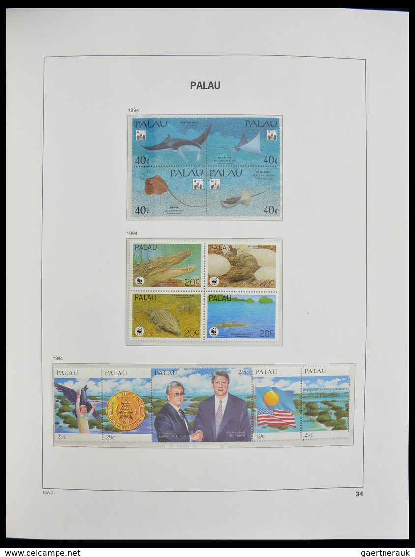 Palau: 1983-1999: MNH, apparently complete collection Palau 1983-1999 in Davo luxe album and stockbo