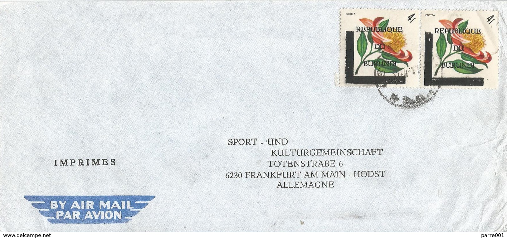 Burundi 1967 Usumbura Flower Protea Argyrea Overprint Cover - Usati