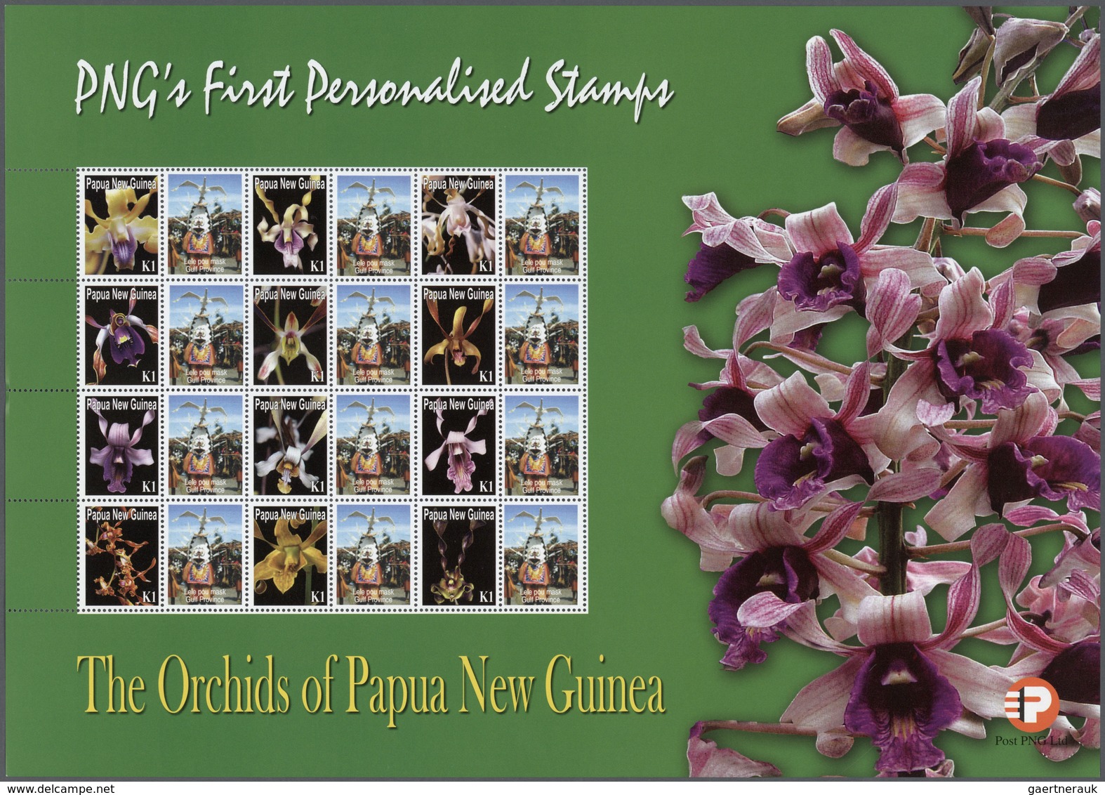 Papua Neuguinea: 2007. Lot With 500 Sheets ORCHIDS 1.00k With Personalised Ornamental Label LELE POU - Papua-Neuguinea