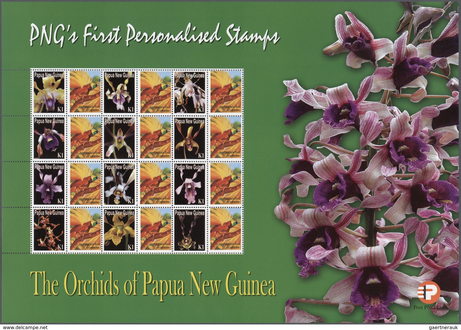 Papua Neuguinea: 2007. Lot With 500 Sheets ORCHIDS 1.00k With Personalised Ornamental Label RAGGIANA - Papouasie-Nouvelle-Guinée