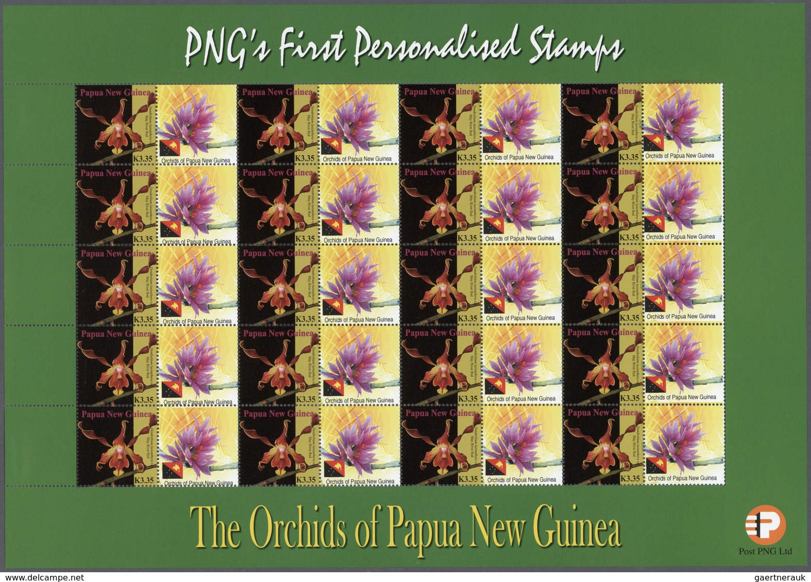 Papua Neuguinea: 2007. Lot With 500 Sheets ORCHIDS 3.35k With Personalised Ornamental Label ORCHIDS - Papua New Guinea