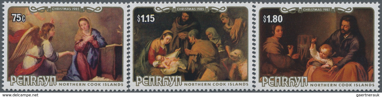 Penrhyn: 1985, Christmas Complete Set Of Three With Different Paintings From Murillo In A Lot With A - Penrhyn