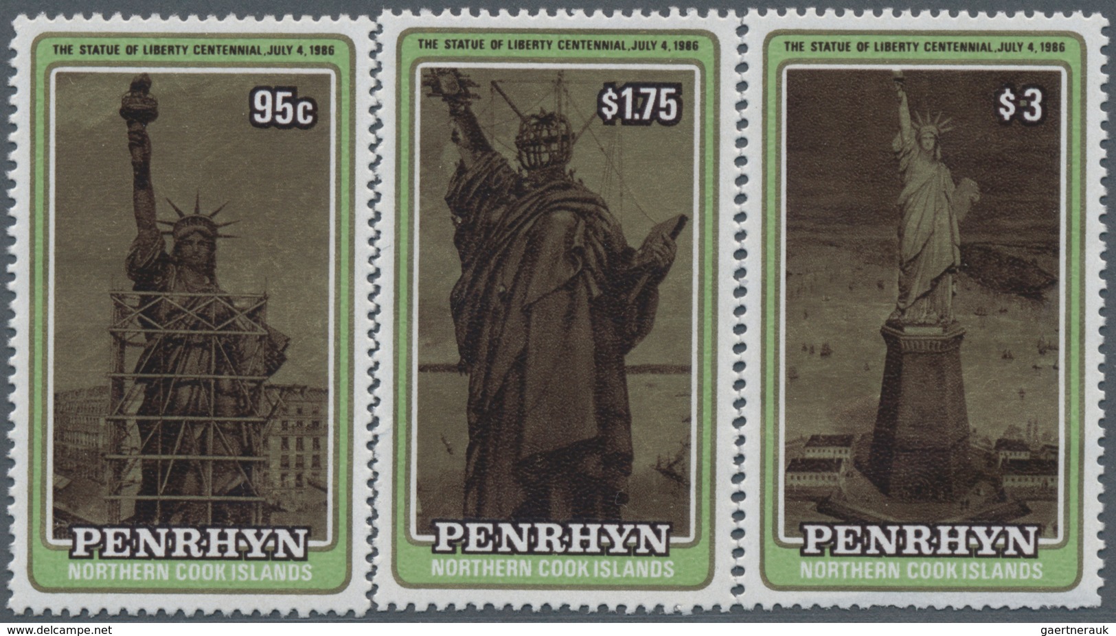 Penrhyn: 1986, 100 Years Statue Of Liberty Complete Set Of Three In A Lot With About 170 Sets Mostly - Penrhyn