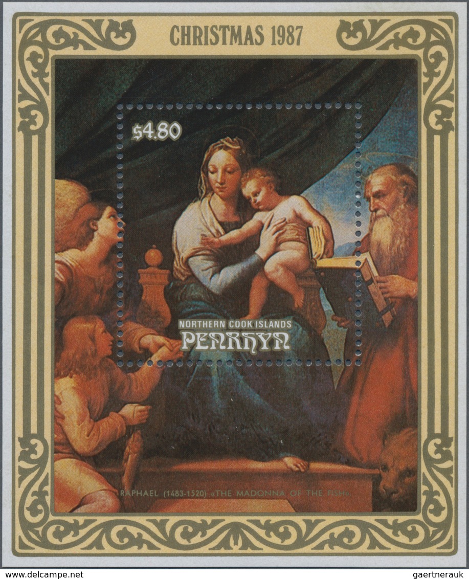 Penrhyn: 1987, Christmas Miniature Sheet With Painting ‚The Madonna Of The Fish ‘ (Raffael) In A Lot - Penrhyn