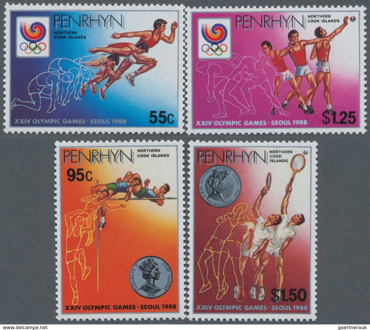 Penrhyn: 1988, Summer Olympics Seoul Complete Set Of Four (running, High Jumping, Shot-putting And T - Penrhyn