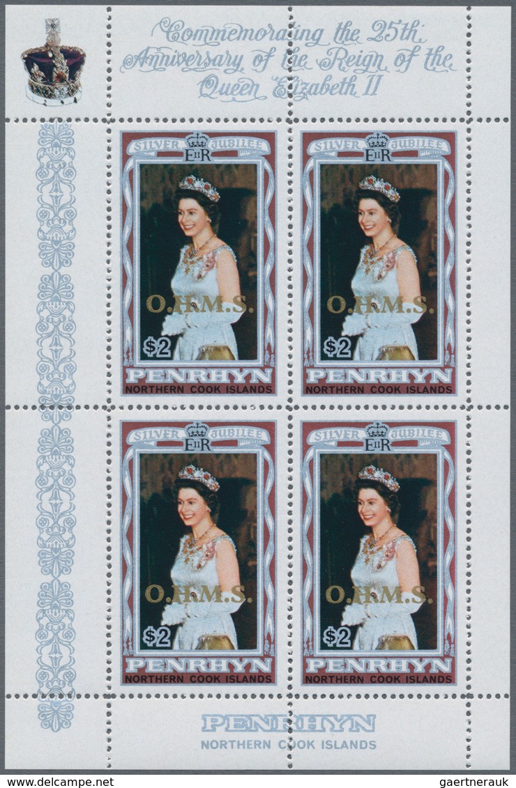 Penrhyn - Dienstmarken: 1978, Silver Jubilee QEII Set Of Two $1 And $2 With Opt. ‚O.H.M.S.‘ In A Lot - Penrhyn