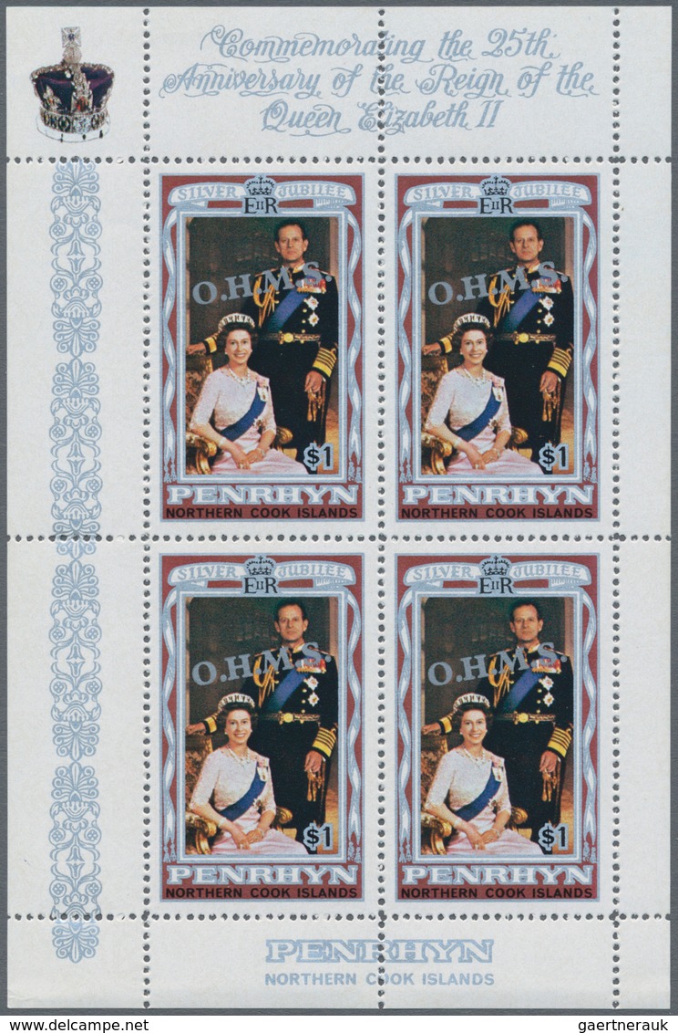 Penrhyn - Dienstmarken: 1978, Silver Jubilee QEII Set Of Two $1 And $2 With Opt. ‚O.H.M.S.‘ In A Lot - Penrhyn