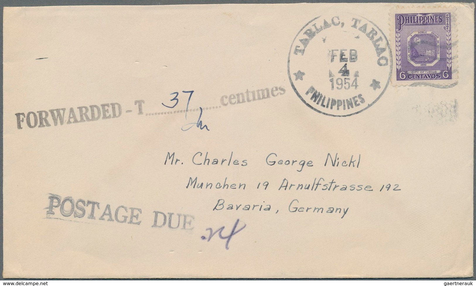 Philippinen: 1953-56 Group Of 20 Covers To Germany, With Various Frankings, Registered Mail, Insuffi - Philippinen