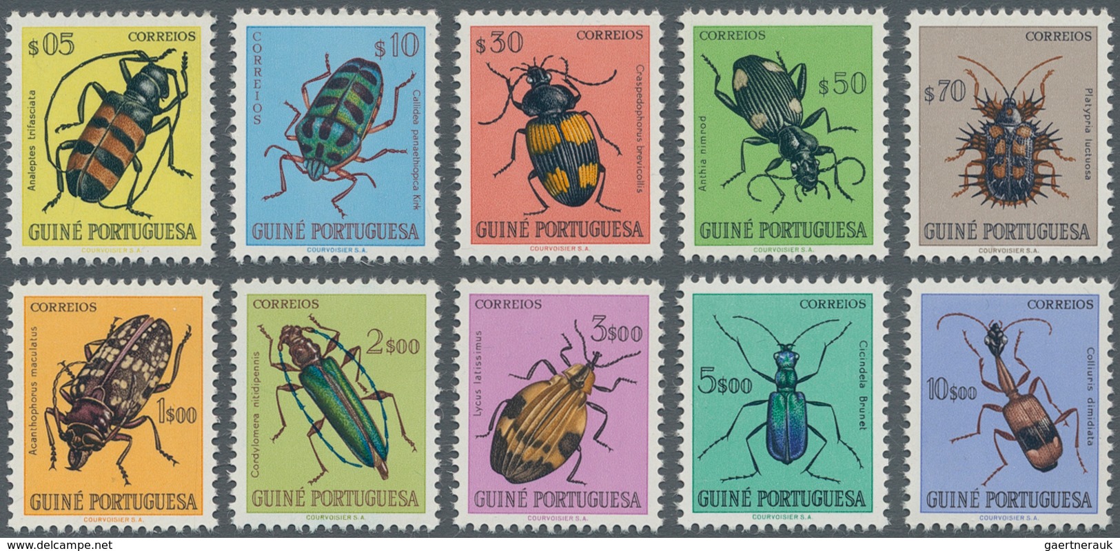 Portugiesisch-Guinea: 1953, Beetles And Bugs Complete Set Of Ten In A Lot With 50 Sets In Larger Blo - Portugiesisch-Guinea