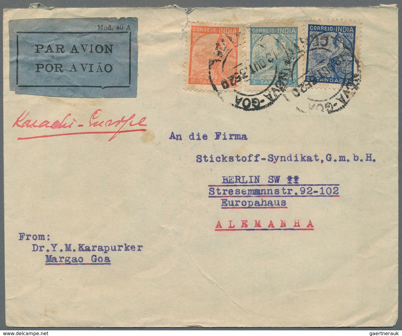 Portugiesisch-Indien: 1930's-1950's, 90 Covers And Postcards, Most Of Them Used Within India, Few To - Portuguese India