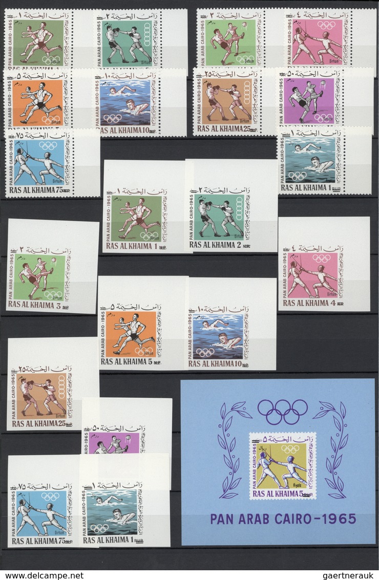Ras al Khaima: 1964/1969, u/m collection in a stockbook with many attractive thematic sets, imperfor
