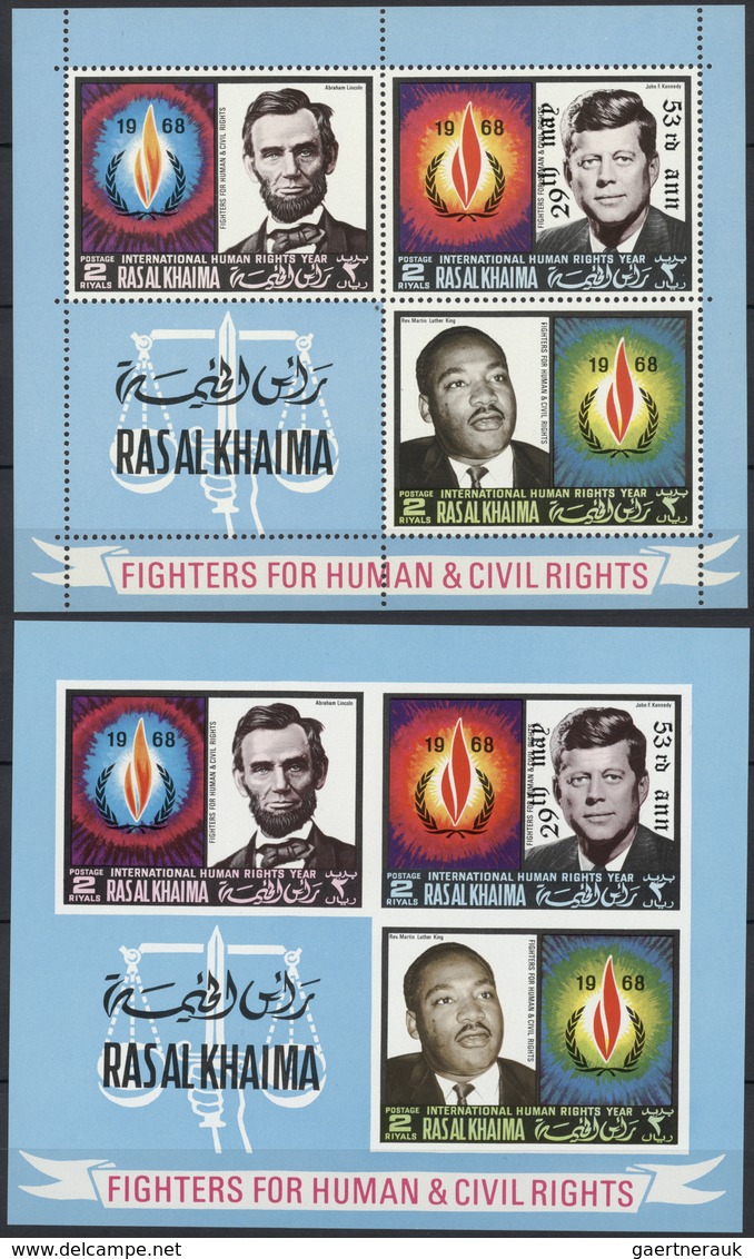 Ras al Khaima: 1964/1969, u/m collection in a stockbook with many attractive thematic sets, imperfor