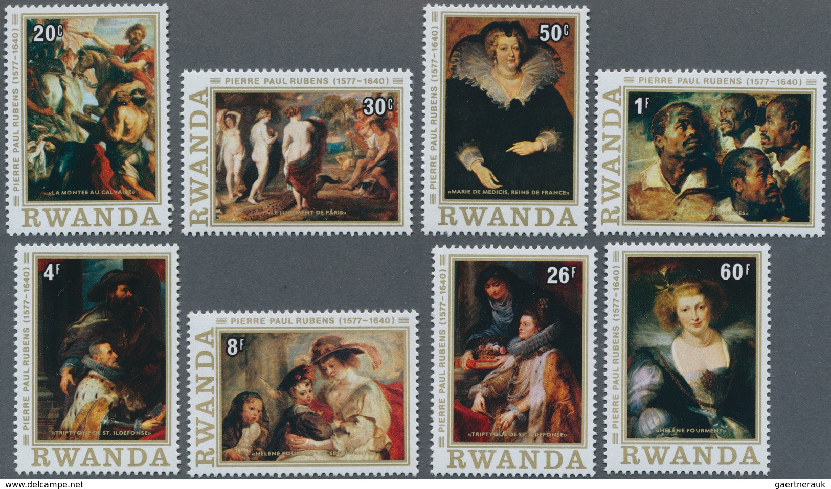 Ruanda: 1977, 400th Birthday Of Rubens Complete Set Of Eight Showing Different Rubens Paintings In A - Other & Unclassified