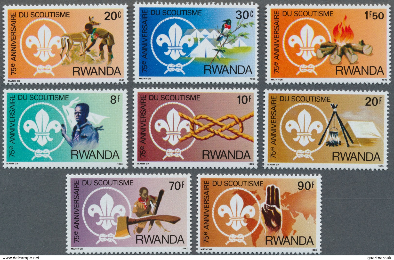 Ruanda: 1983, 75 Years Of SCOUTING Complete Set Of Eight From 20c. To 90fr. In A Lot With 220 Comple - Sonstige & Ohne Zuordnung