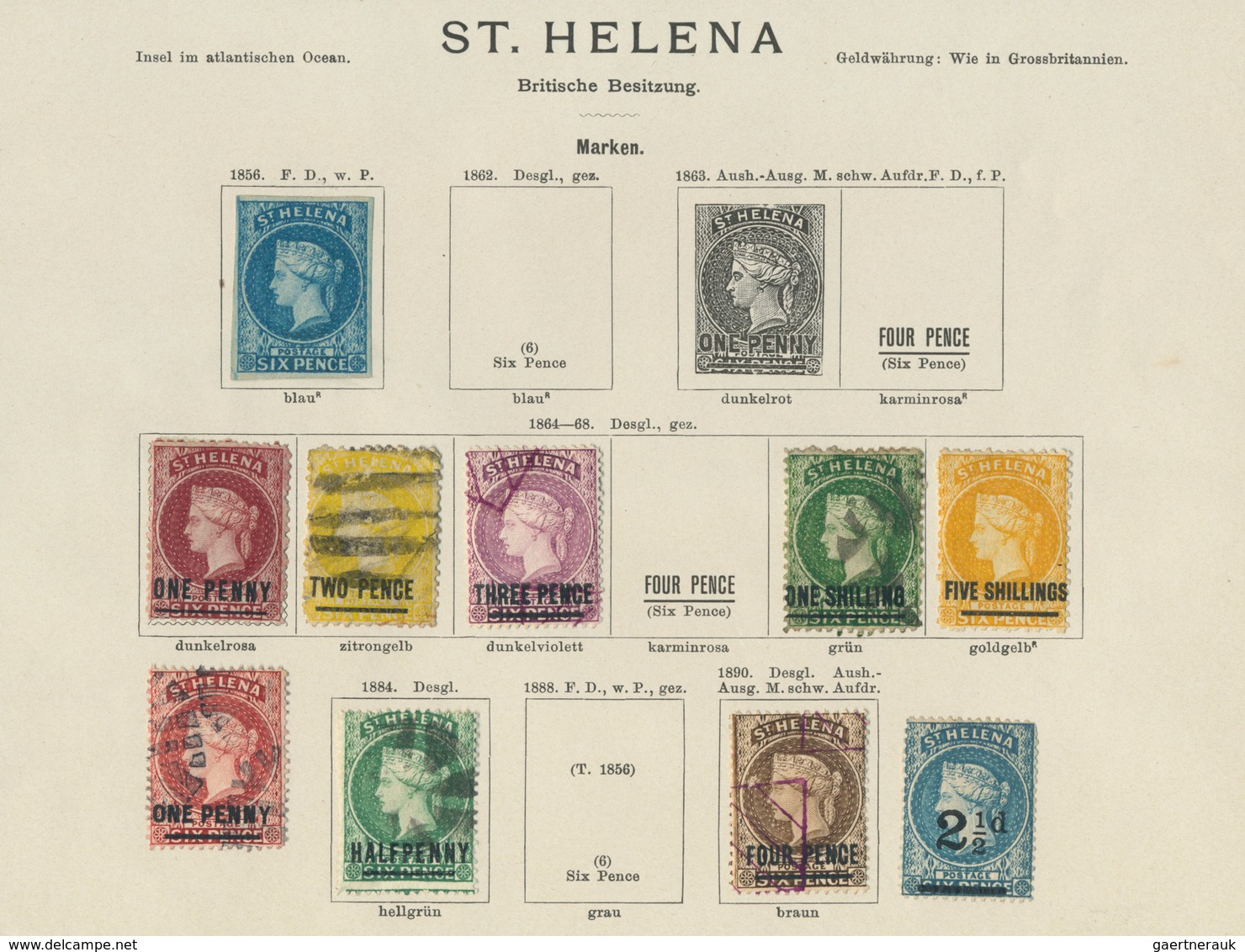 St. Helena: 1856-90, Sammlung Mit Insgesamt 10 Werten, Dabei Ein Kab.Stück Der Mi.Nr. 1 Ungebraucht - St. Helena