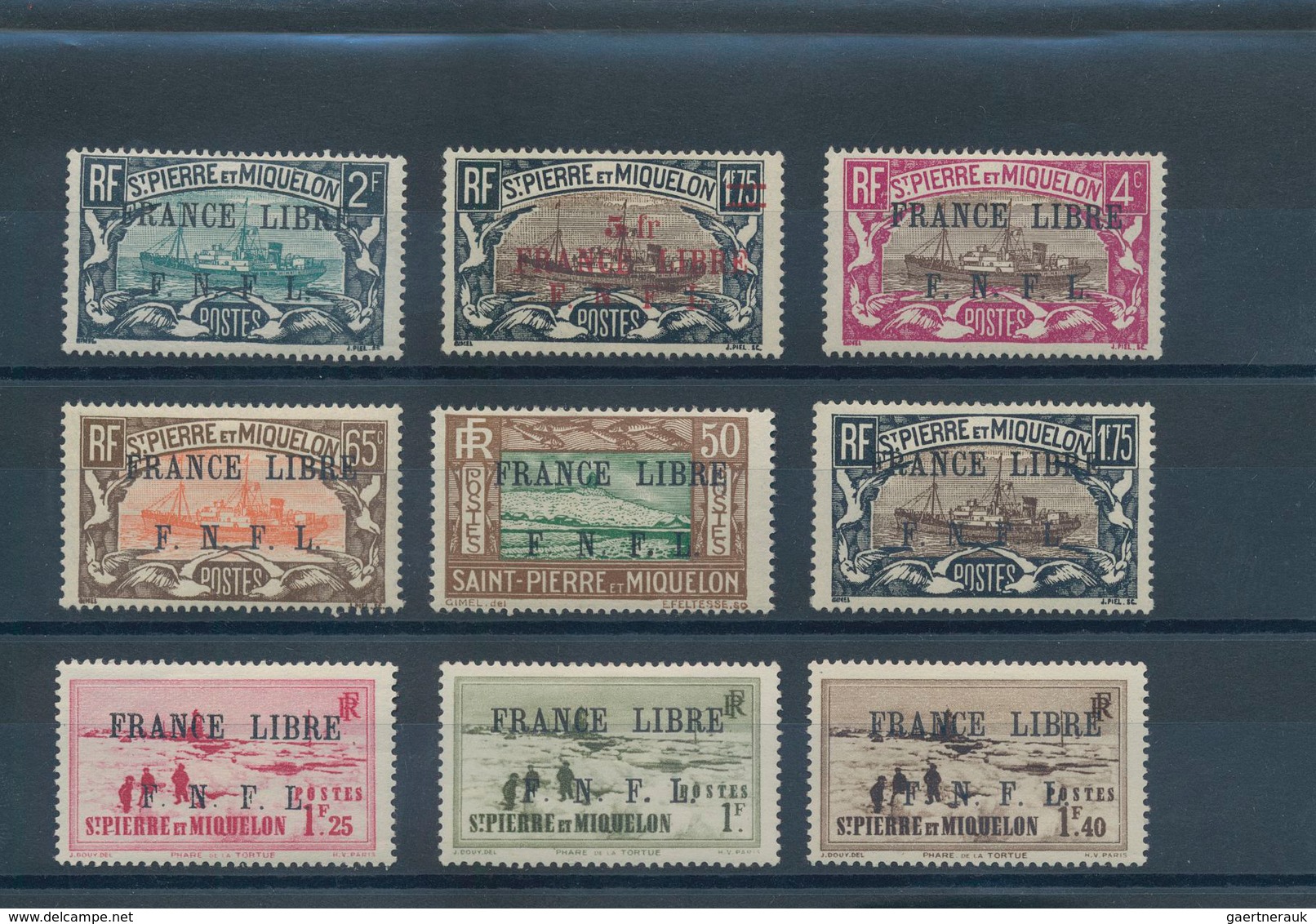St. Pierre Und Miquelon: 1941/1942, FRANCE LIBRE F.N.F.L. Overprints, Mint Assortment Of 18 Differen - Sonstige & Ohne Zuordnung