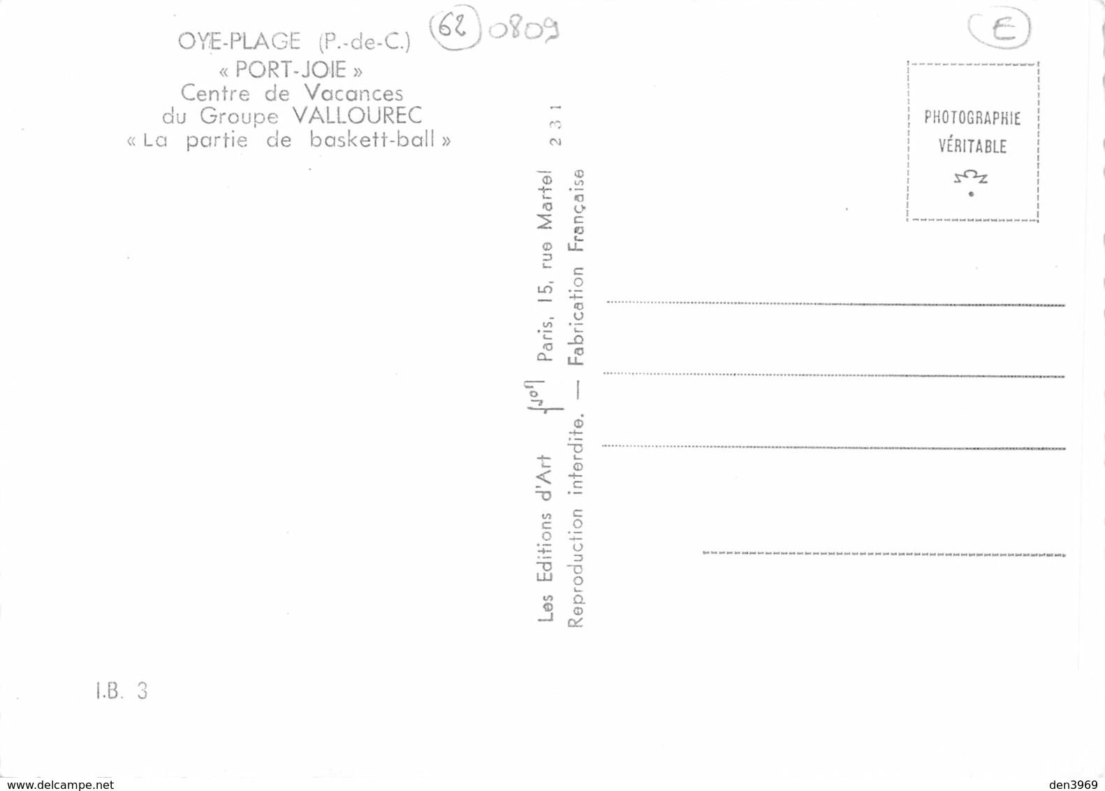 Oye-Plage - Port Joie - Centre De Vacances Du Groupe Vallourec - La Partie De Basket-ball - Oye Plage