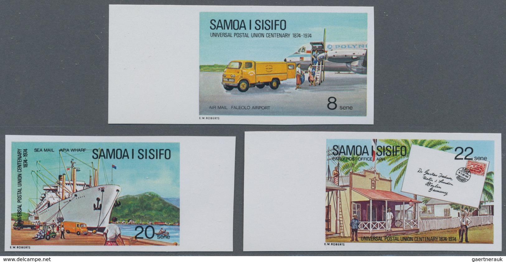 Samoa: 1974, 100 Years Of United Postal Union (UPU) 8s. Airport/airplane, 20s. Harbour/freighter And - Samoa