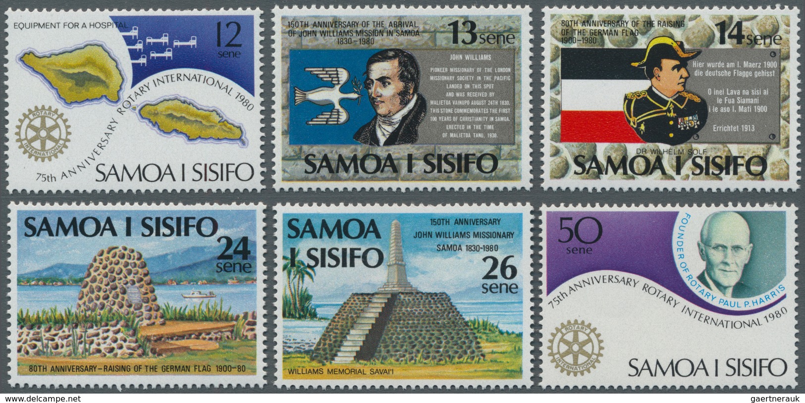 Samoa: 1980, Anniversaries Complete Set Of Six (75 Years Rotary, 80 Years German Occupation And 150 - Samoa