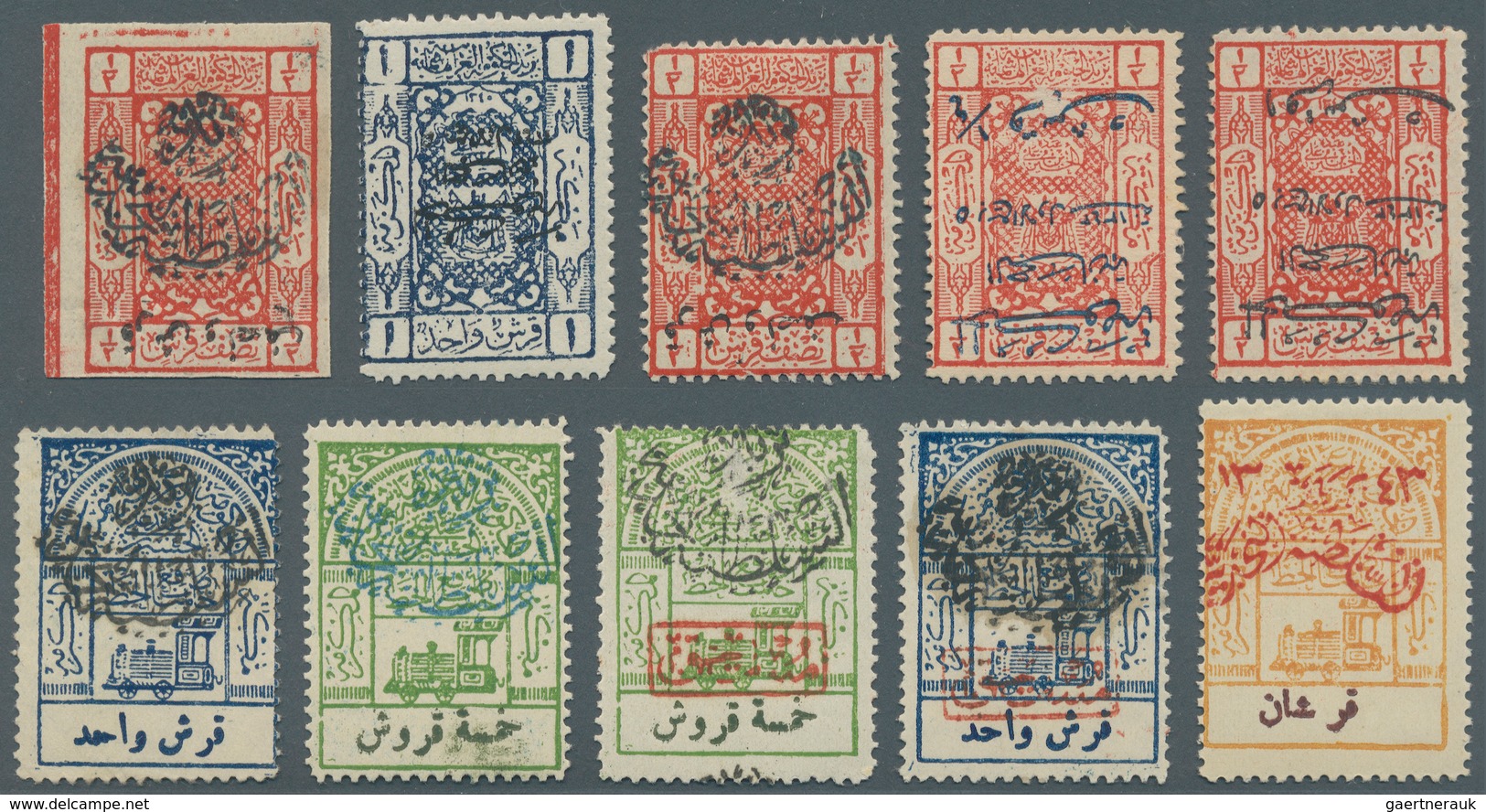 Saudi-Arabien - Nedschd: 1925-26, Extensive Collection Of Surcharged Issues On Cards, Blocks Of Four - Saudi-Arabien