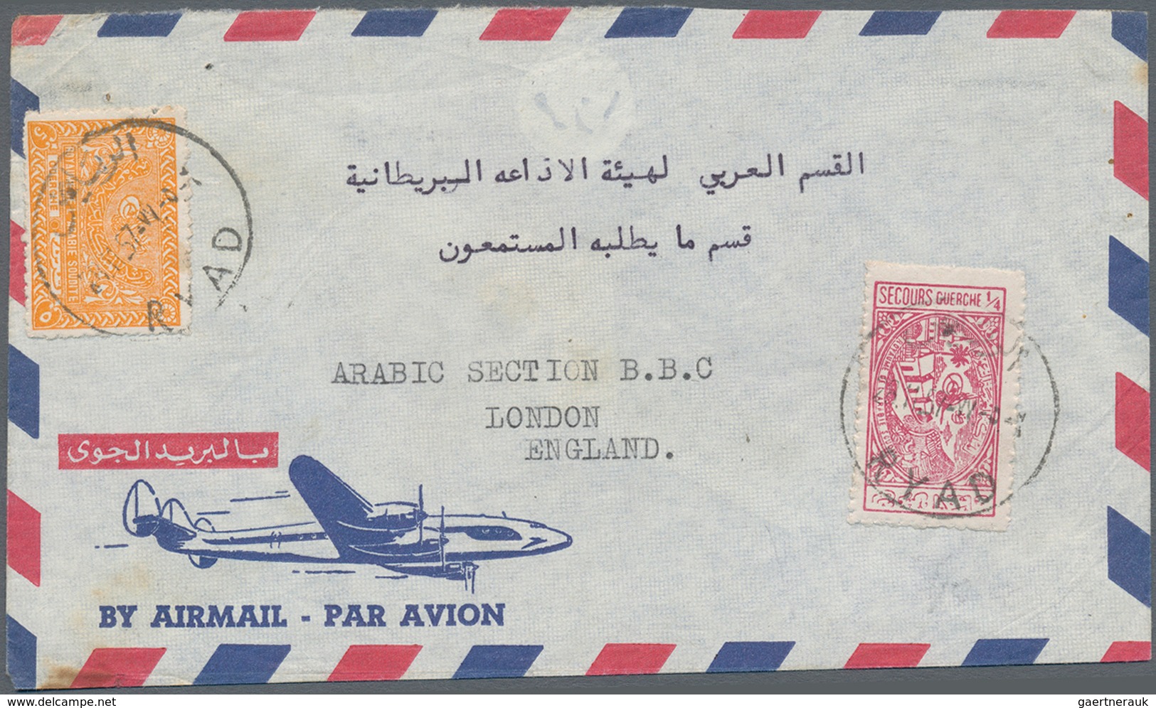 Saudi-Arabien: 1947/84 (ca.), Apprx. 71 Covers All Used Foreign, Also Two Passport Pages With Fiscal - Saudi-Arabien