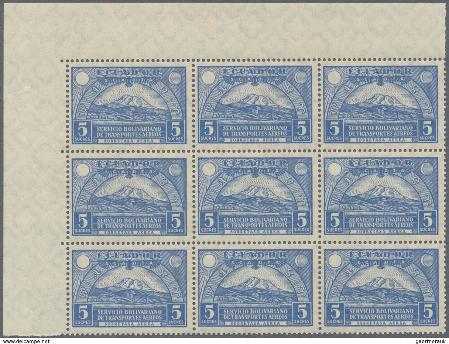 SCADTA - Ausgaben Für Ecuador: 1929, Definitive Stamp 5s. Ultramarine ‚Chimborazo Volcano‘ In A Lot - Equateur