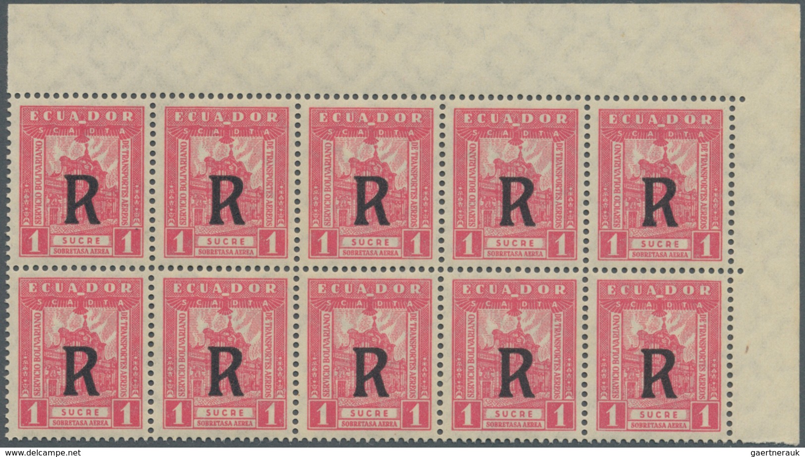 SCADTA - Ausgaben Für Ecuador: 1929, Registration Stamp 1s. Rose ‚Cathedral Of Quito‘ With Black Opt - Ecuador