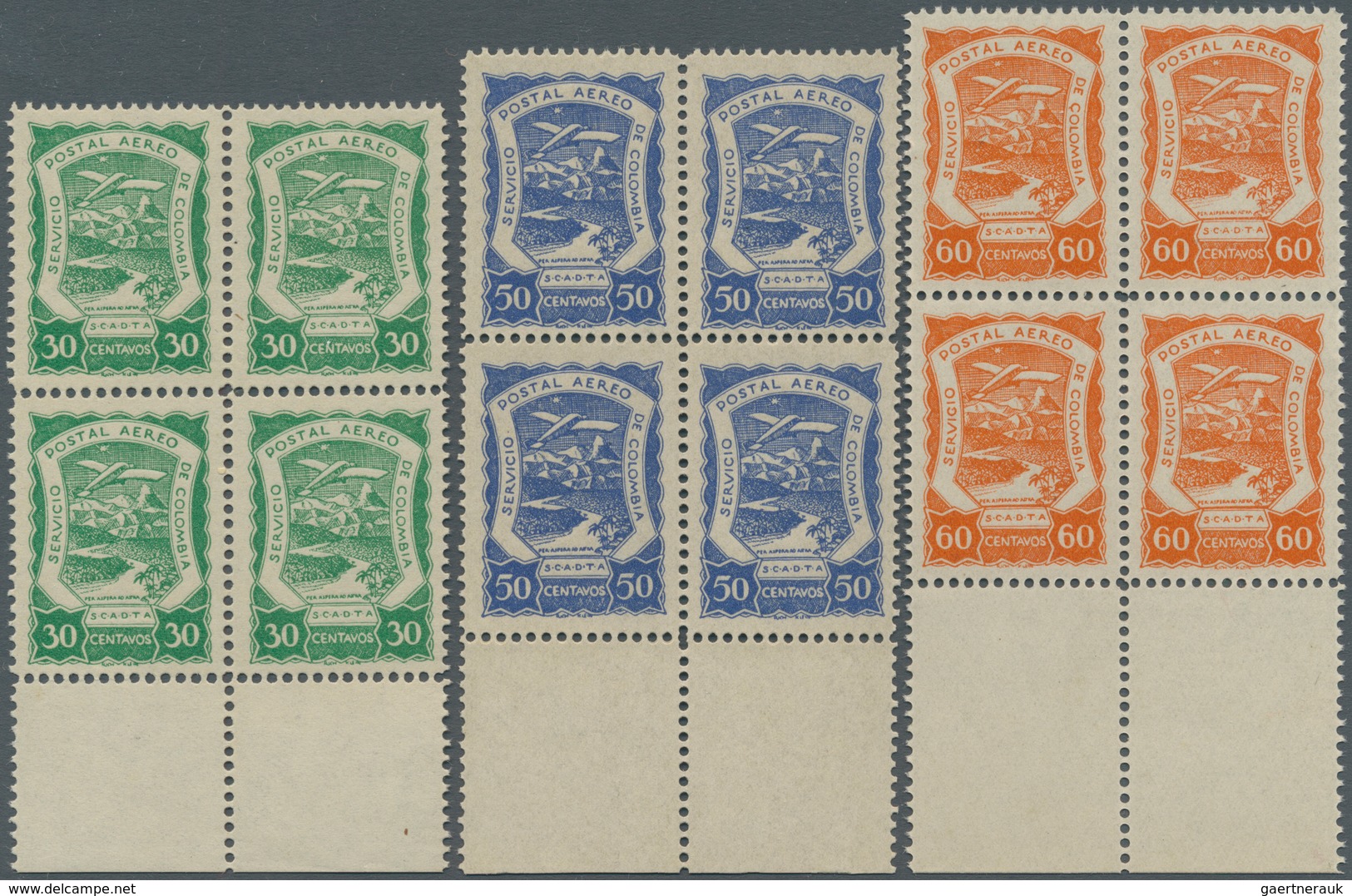 SCADTA - Ausgaben Für Kolumbien: 1921/1923, SERVICIO POSTAL AEREO DE COLOMBIA Six Values ‚Rio Magdal - Kolumbien