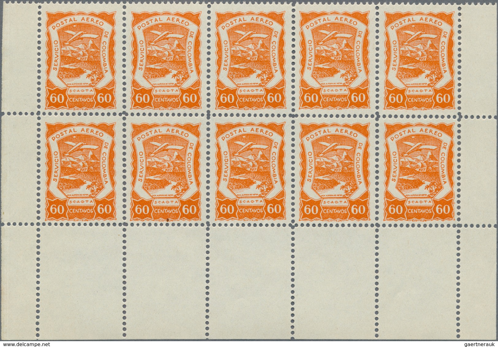 SCADTA - Ausgaben Für Kolumbien: 1923, SERVICIO POSTAL AEREO DE COLOMBIA 60c. Orange-red In An Inves - Kolumbien