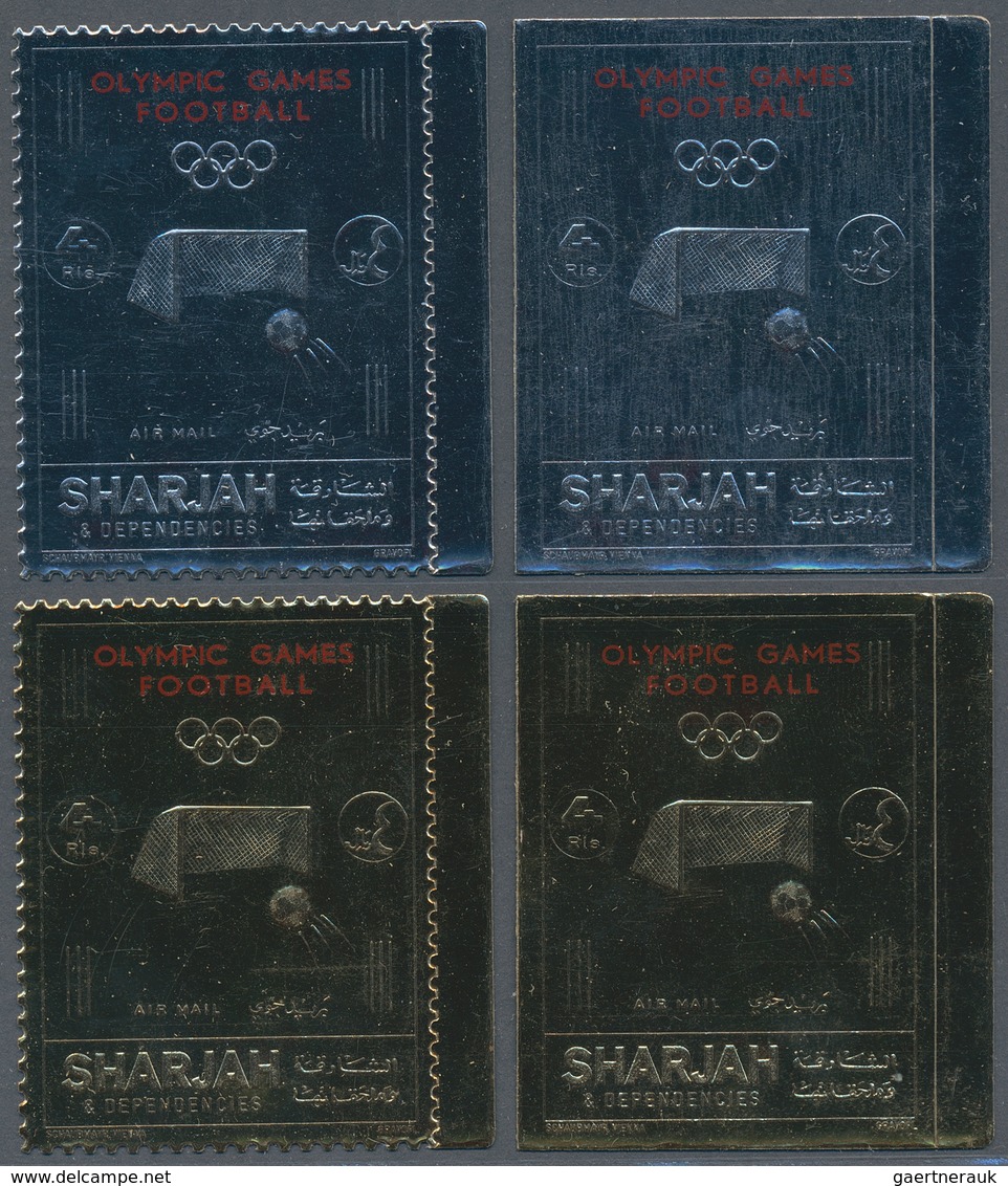 Schardscha / Sharjah: 1972, Olympic Games Munich 'FOOTBALL' Gold And Silver Foil Stamps Investment L - Schardscha