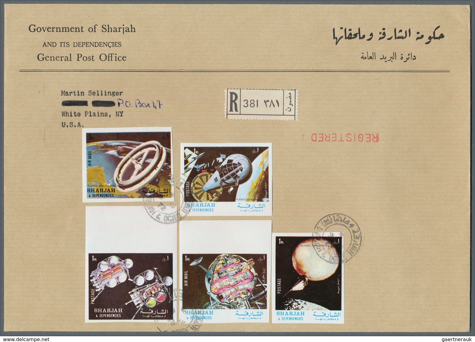 Schardscha / Sharjah: 1972, SPACE, Group Of 19 Covers Addressed To USA, Bearing Atractive Thematic F - Schardscha