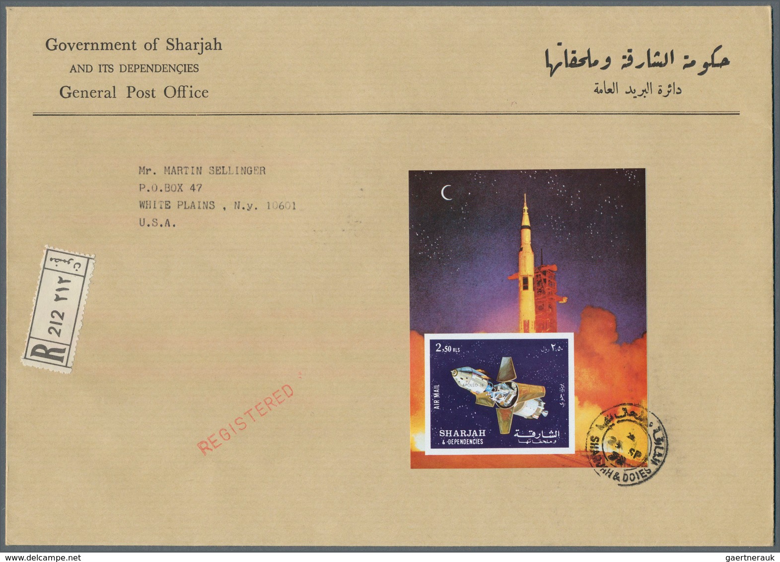 Schardscha / Sharjah: 1972, SPACE, Group Of 19 Covers Addressed To USA, Bearing Atractive Thematic F - Sharjah