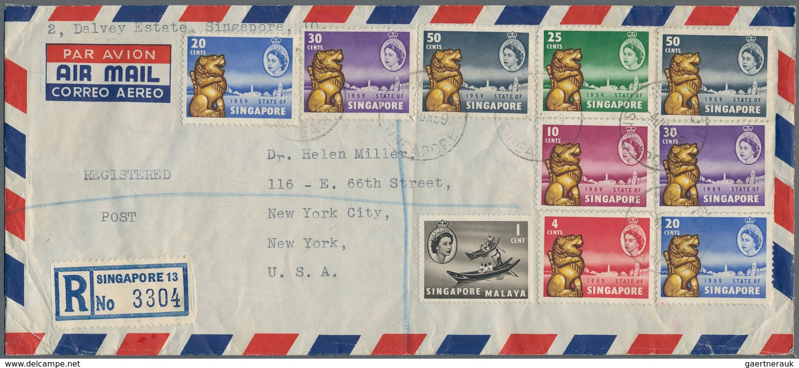 Singapur: 1946-modern: More Than 200 Covers, Postcards, Postal Stationery Items, FDCs And Others, St - Singapore (...-1959)