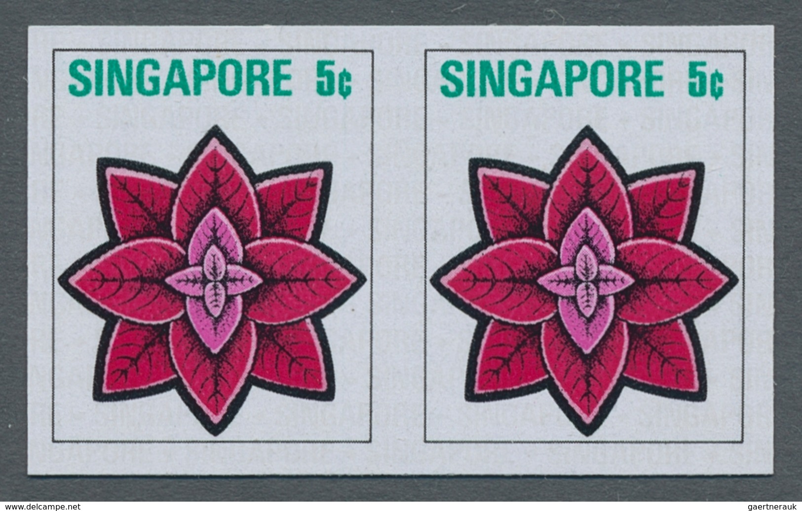 Singapur: 1973, flowers and fruits defintives complete set of 13 in a lot with about 50 IMPERFORATE