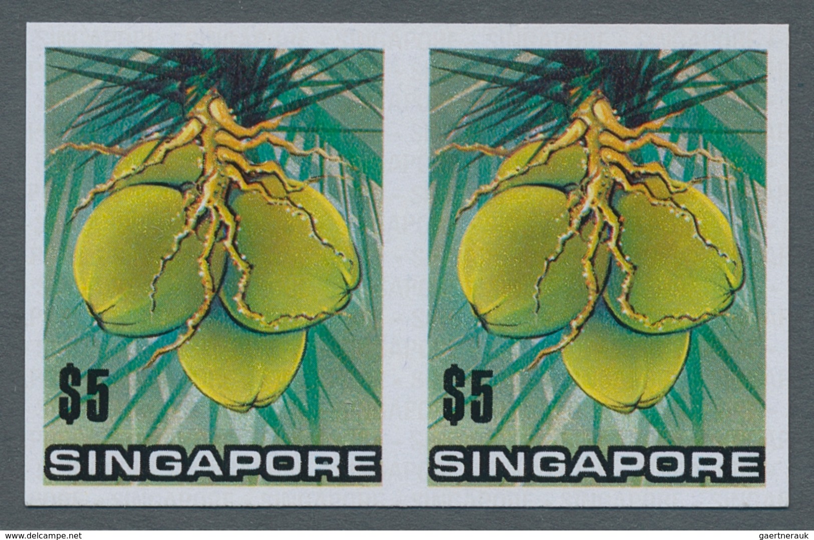 Singapur: 1973, flowers and fruits defintives complete set of 13 in a lot with about 50 IMPERFORATE