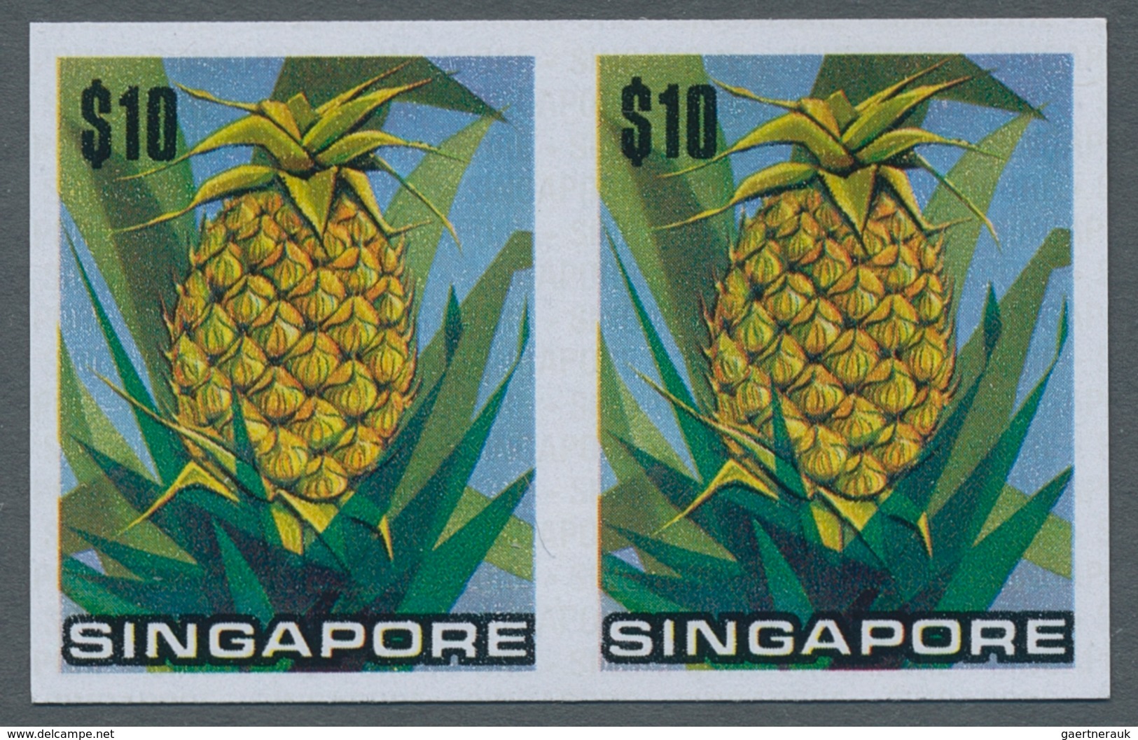 Singapur: 1973, flowers and fruits defintives complete set of 13 in a lot with about 50 IMPERFORATE