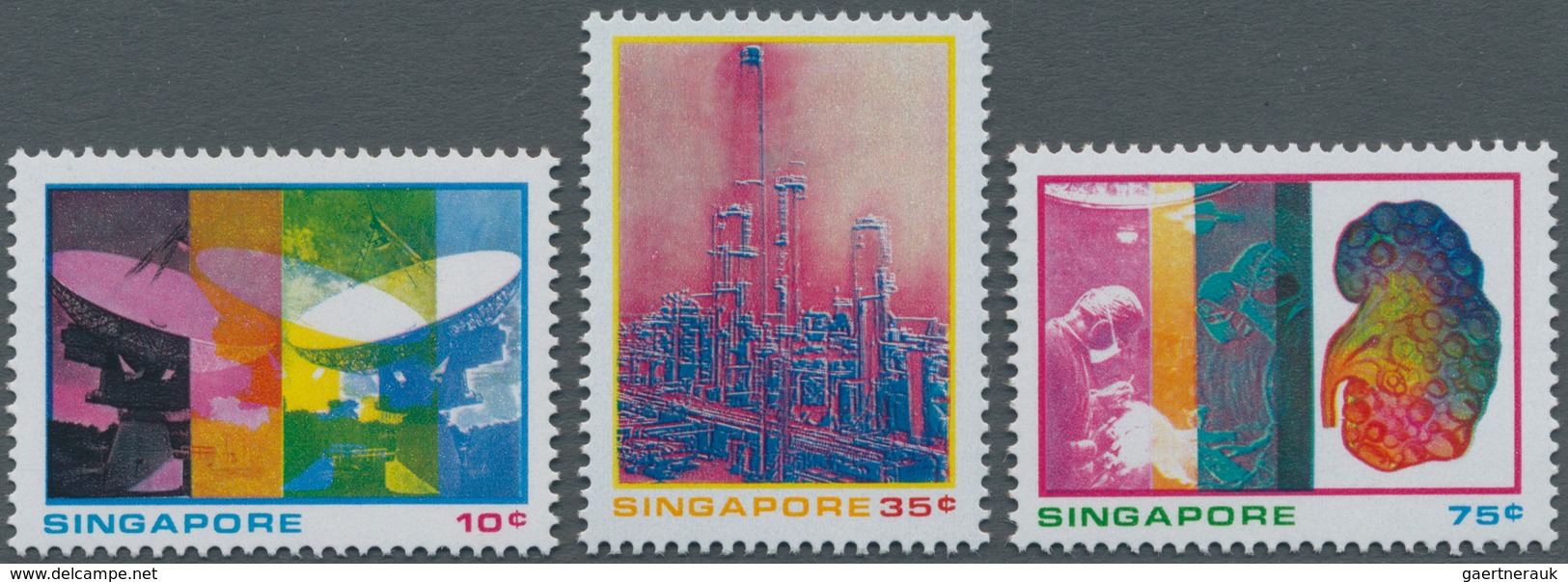 Singapur: 1975, Science And Industry Complete Set Of Three In A Lot With About 500 Sets Mostly In La - Singapore (...-1959)