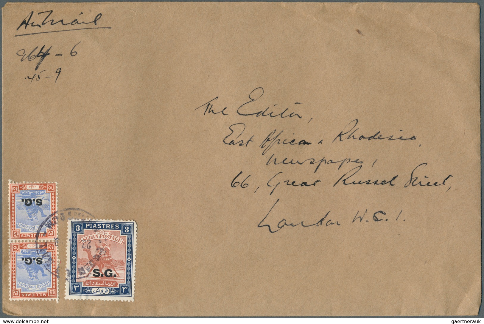 Sudan - Dienstmarken Regierung: 1936/49, Airmail Covers To London Franked Up To 10 Sh (5), Plus Fron - Sudan (1954-...)