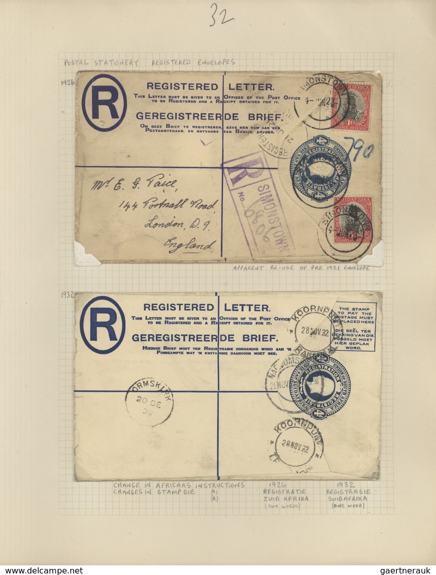 Südafrika: 1900/1950 (ca.), collection of apprx. 150 entires in two volumes on written up pages, off